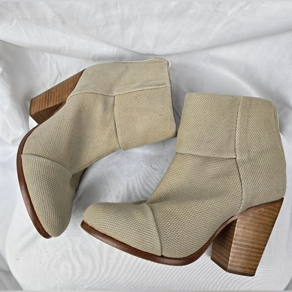 RAG & BONE Classic Newbury Canvas Natural Ankle Boots Booties size 7.5 / 37.5